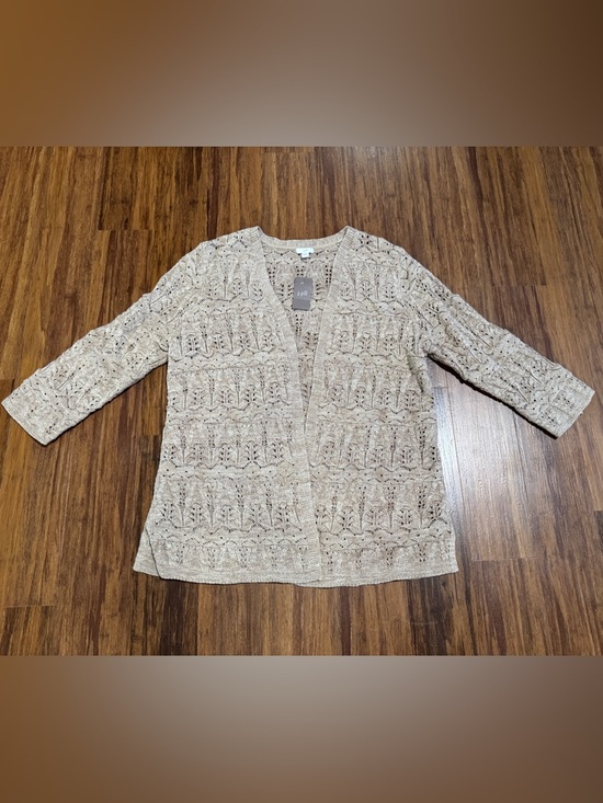 J. Jill Sweaters - NEW J. Jill Women's Beige Lace Cardigan Size L Cotton Retail NWT $89